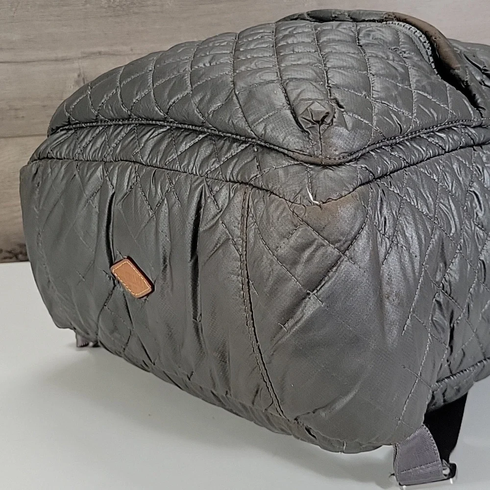MZ Wallace Quilted Gray Nylon Backpack